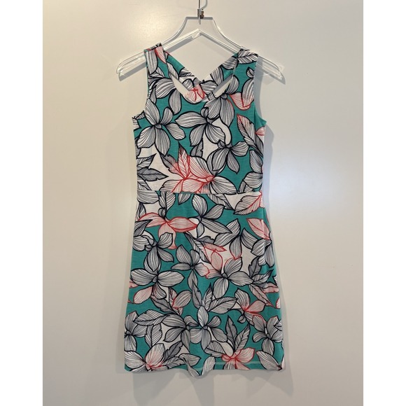 T by Talbots Dresses & Skirts - T by Talbots Womens Petite Teal Floral Knit Sleeveless Pocket Dress P VN4900